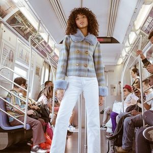 🚫SOLD🚫 REFORMATION Templeton Coat Blue Plaid XS